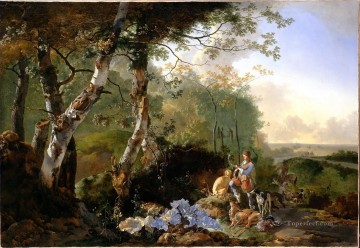 Pynacker Landscape with Sportsmen and Game cynegetics Oil Paintings